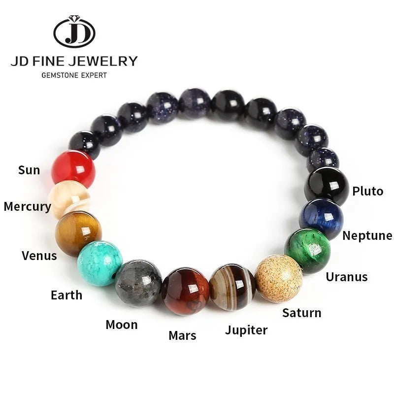 Durable High-Quality Natural Stone Eight Planets Bead Bracelets for Men and Women