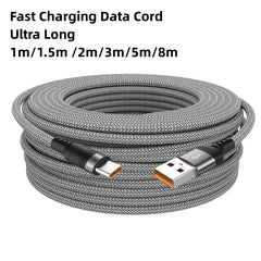 Fast Charging Cable - 6A Extended USB TYPE-C Cable Braided Data Cable for Samsung Huawei Xiaomi Switch Sony PS5 TYPE-C