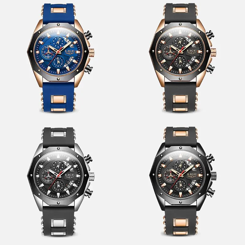 LIGE Luxury Stylish Men's Business Watches Sport Quartz Waterproof Chronograph Clock