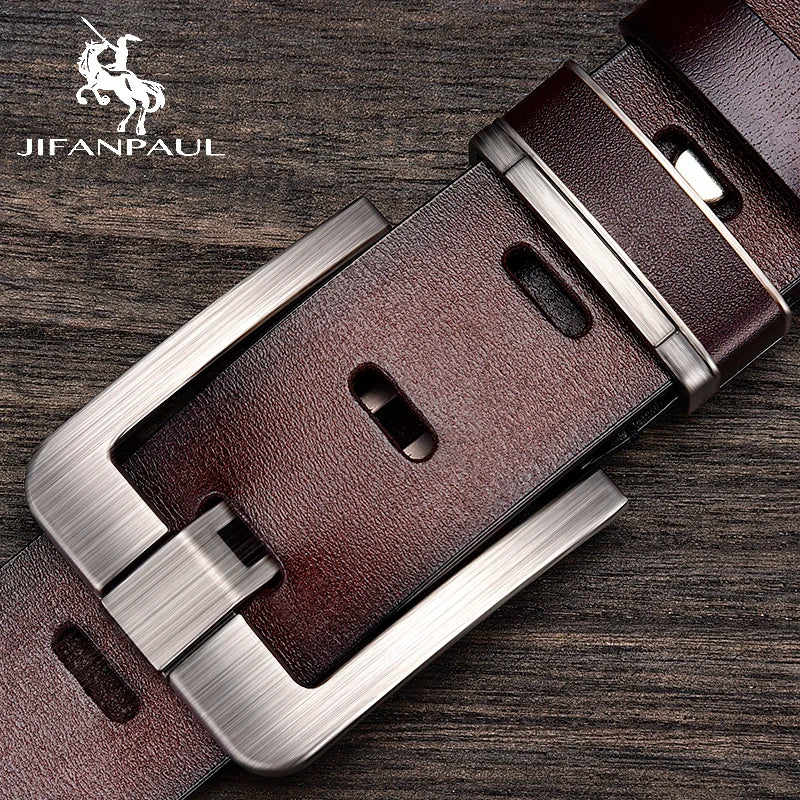 High Quality Fashion Men's Leather Cowhide Metal Alloy Pin Buckle Belts