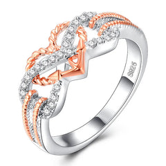 Exquisite 2 Color tones Pave S925 Sterling Silver CZ Infinity Heart Ring - Perfect for Women and Men