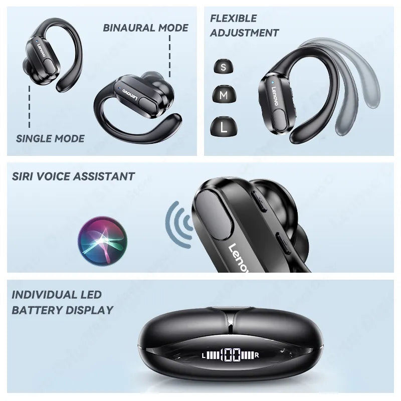 Sports Gaming XT80 Bluetooth Wireless 5.3 Earphones Noise Reduction Earhooks Waterproof
