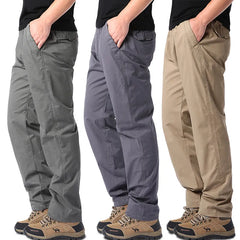 Men's Casual Cotton Overalls Elastic Waist Sports Loose Cargo Pants
