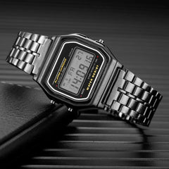 Luxury Stainless Steel Sports Chronograph LED Digital Waterproof Wristwatch