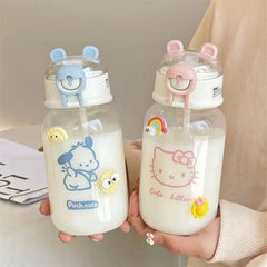 600ML Sanrio Hello Kitty Pochacco Transparent Straw Cup: Certified CE, Durable