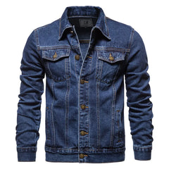 High Quality Stylish Men's Solid Lapel Denim Bomber Jackets with Pockets