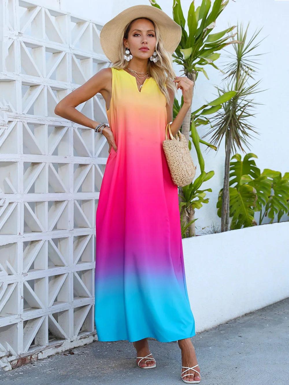 Gorgeous Elegant Casual Long Sleeveless Plaids Print Slim Dress