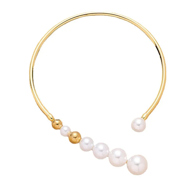 Gorgeous Modern Water Drop Golden Bead Opening Collar Pearl Necklace For Women
