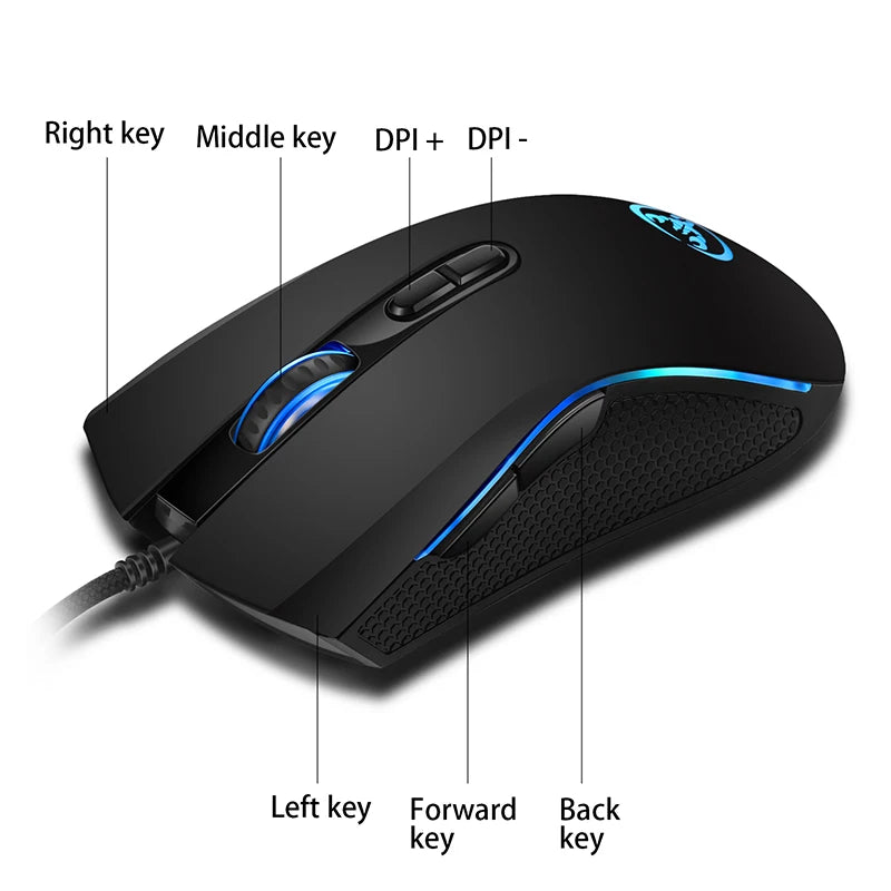 Wired Gaming Mouse 7 Button USB 3200DPI LED For PC Computer Gamer