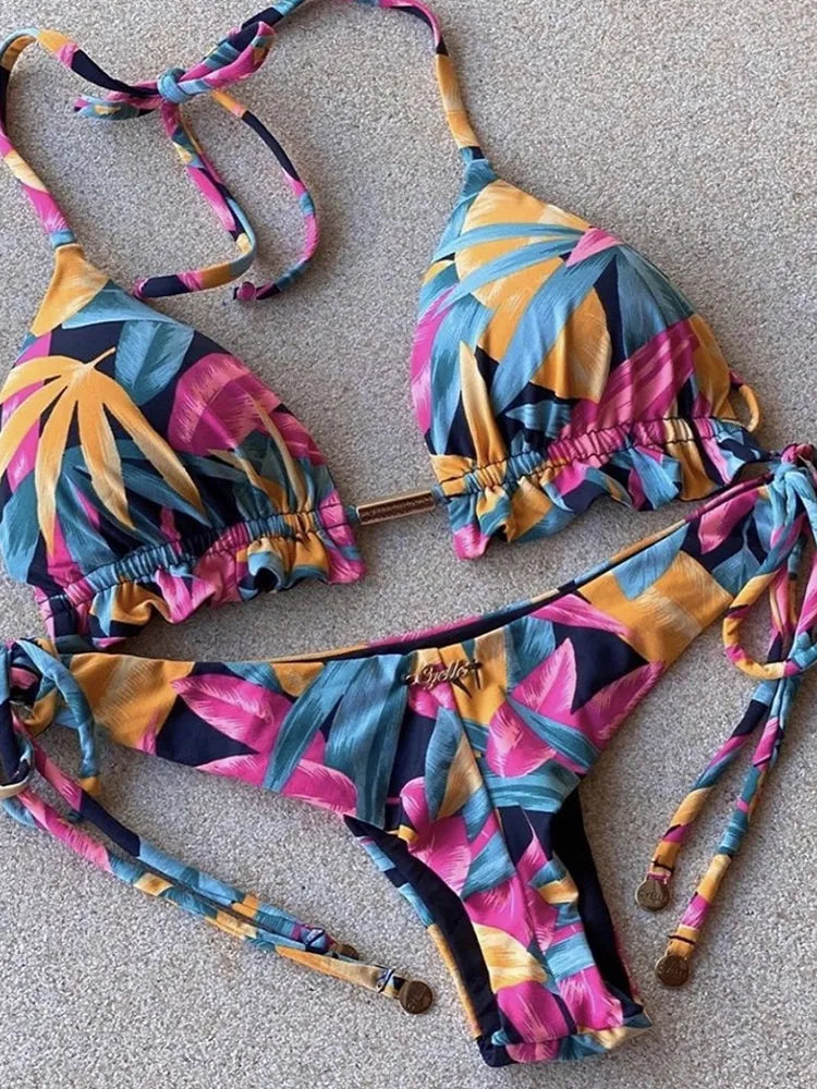 Gorgeous Sexy 2 Pieces Bikini Set Modern Printed Pattern Swimsuit