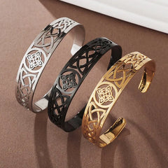 Gorgeous Adjustable Stainless Steel Knot Celtic Amulet Open Cuff for Women and Men