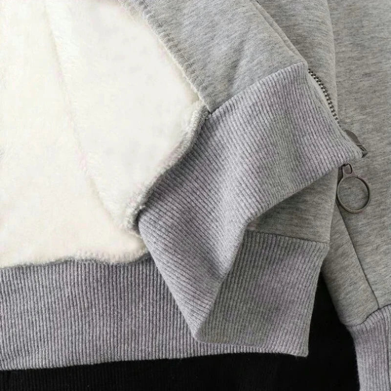 Women's Casual Plush Velvet Thick Warm Zipper Hoodies