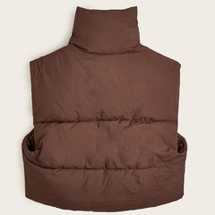 Trendy Fashion Cropped Puffer Vest Women Zip Up Stand Collar Sleeveless Padded Crop Puffy Vests