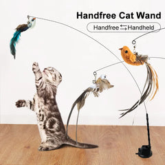 Hand-Free Bird/Feather Cat Wand with Bell | Interactive Toys for Cats