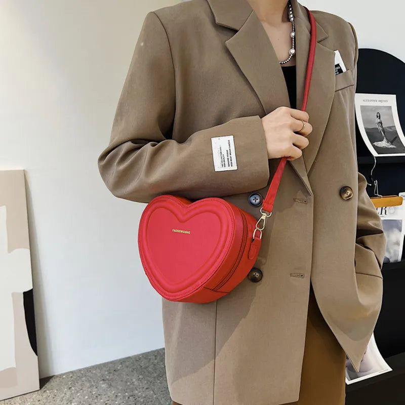 Fashion High Quality PU Leather Heart Shape Shoulder Crossbody Bags