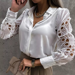 Gorgeous Elegant Sexy Women's Lace Hollow Out Shirts Blouses