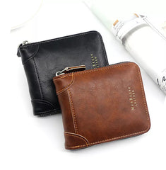 Stylish Men's Wallet: Fashion PU Soft Wallet with Zipper, Coin Pocket