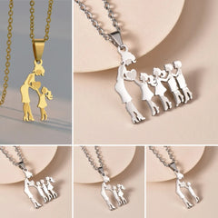 Exquisite Mothers and Children Family Stainless Steel Necklace
