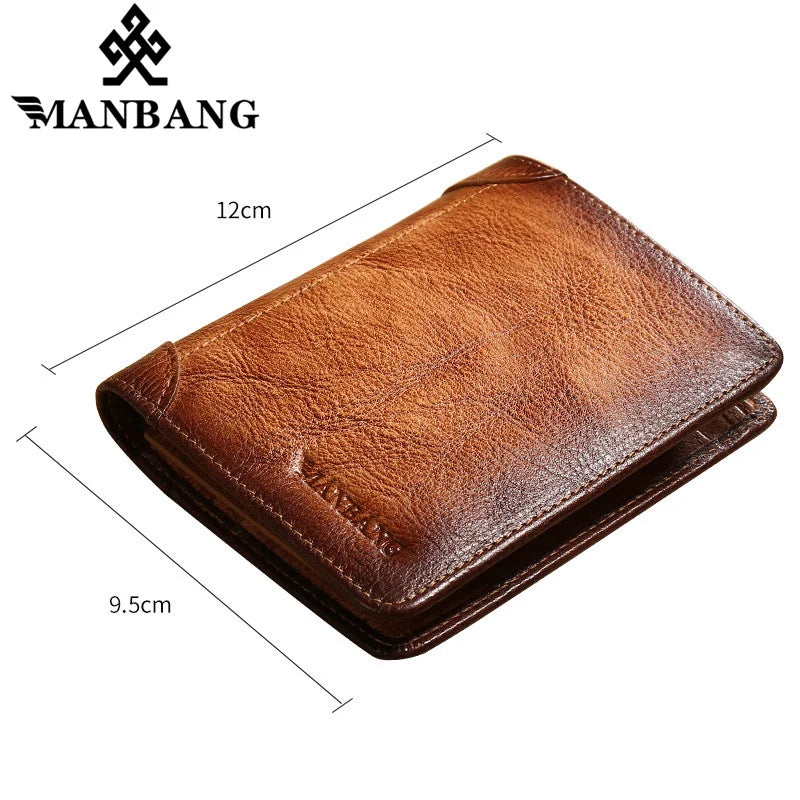 Luxury Men's RFID Genuine Leather Trifold Wallet