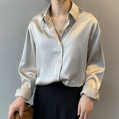 Elegant Vintage Loose Long Sleeves Shirt Blouse