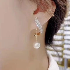 Elegant Fashion Imitation Pearl Crystal Dangle Earrings